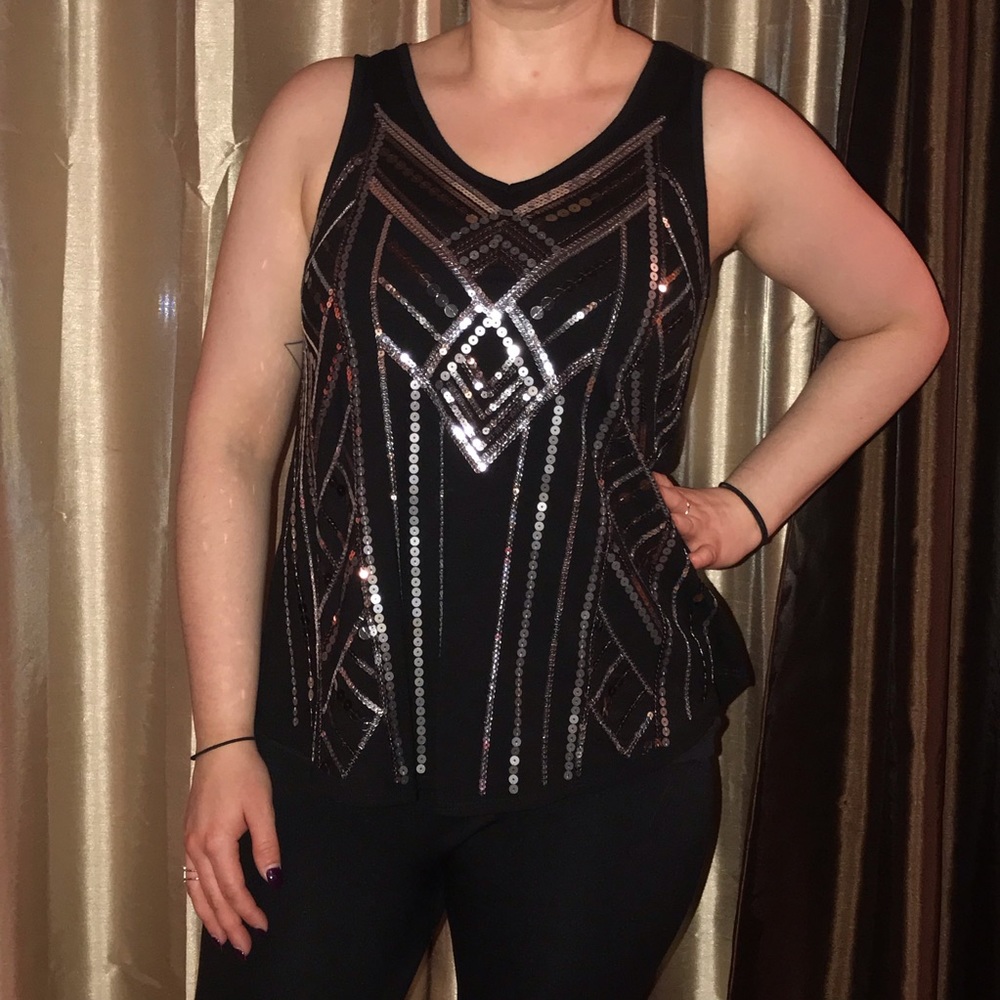 Vanity: sparkly black wide-strap tank top ⚫️